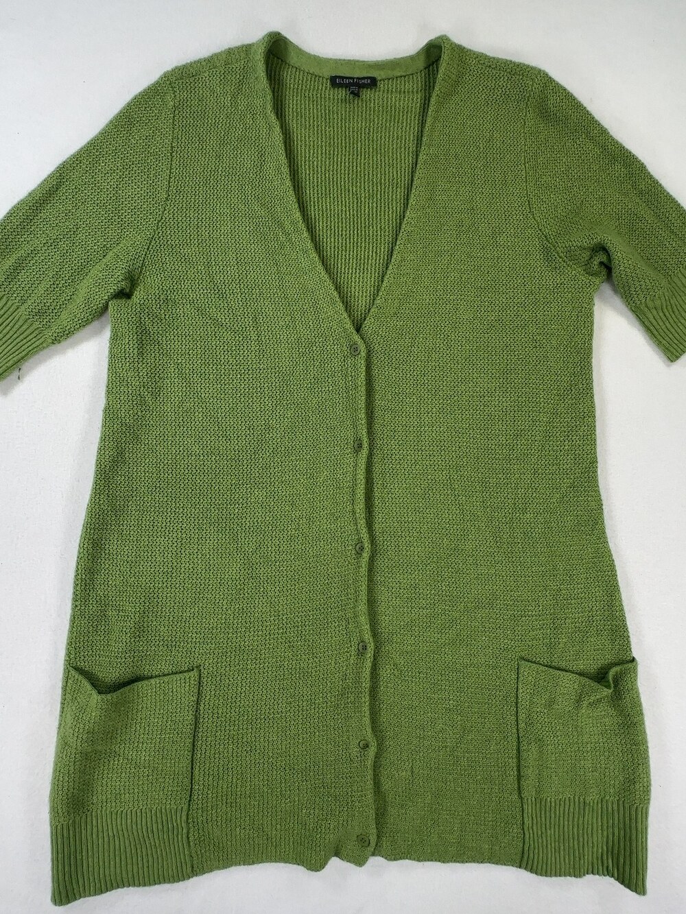 Eileen Fisher Cardigan Sweater Wool Blend Green Women's Size Large